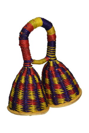 African Double-Woven Seed Caxixi - 8" x 7"