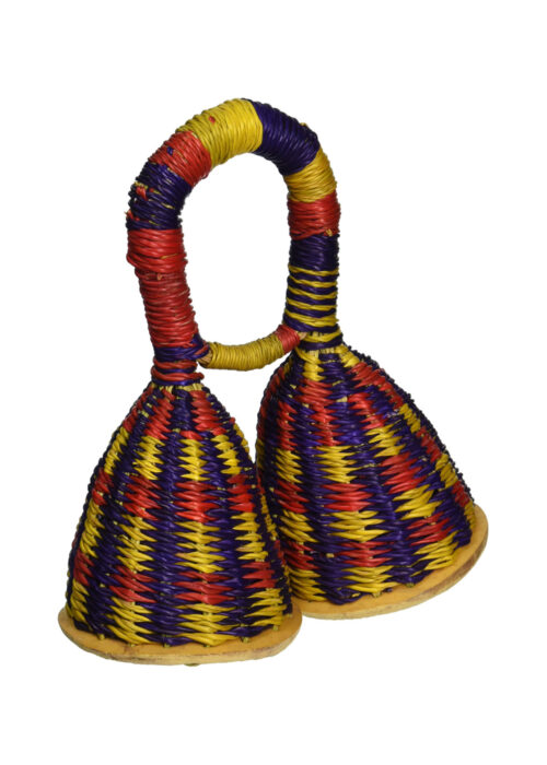 African Double-Woven Seed Caxixi - 8" x 7"