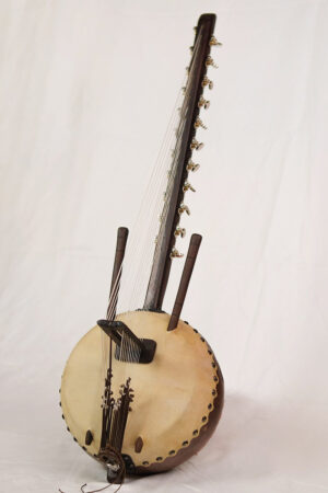 West African Handmade Wooden Kora Harp - 37" x 13"