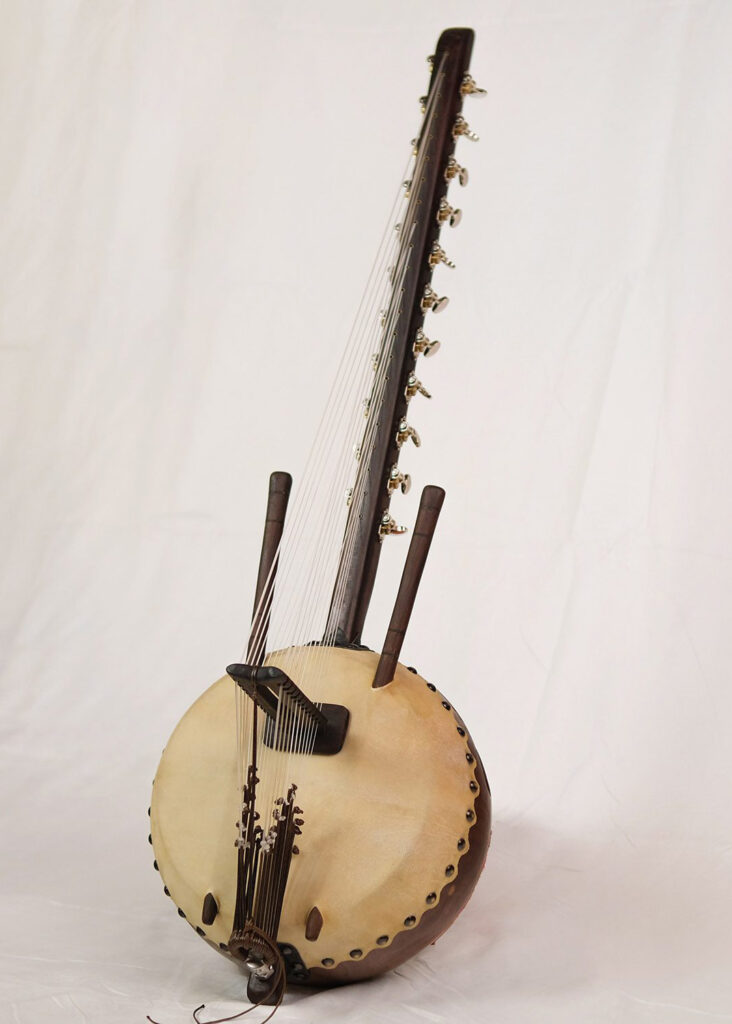 West African Handmade Wooden Kora Harp - 37" x 13"