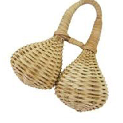 African Woven Seed Caxixi - 4"x 2"