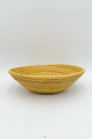 Handwoven African Tabletop Bowl 4x12 - Solid Yellow