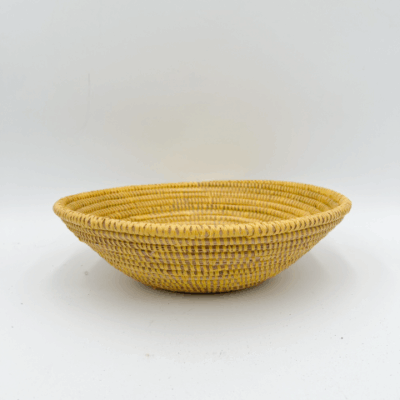Handwoven African Tabletop Bowl 4x12 - Solid Yellow