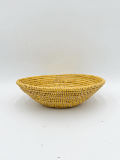 Handwoven African Tabletop Bowl 4x12 - Solid Yellow