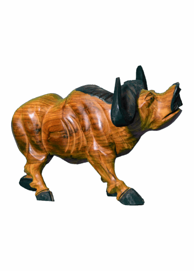 Wooden Cow Carving 13in
