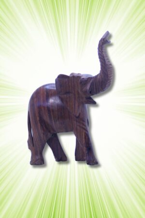 Wooden Elephant Carving 8in - Brown
