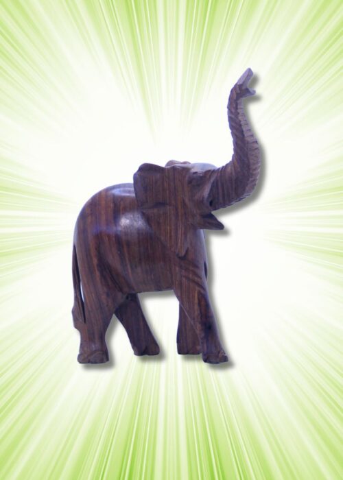 Wooden Elephant Carving 8in - Brown