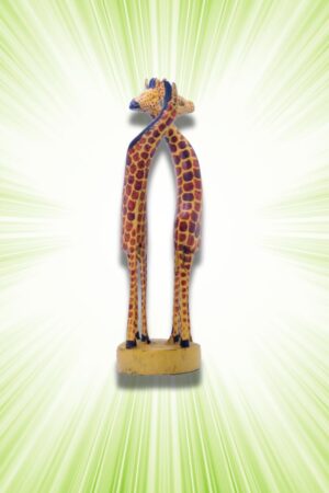 Wooden Giraffe Carving - Double