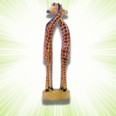 Wooden Giraffe Carving - Double