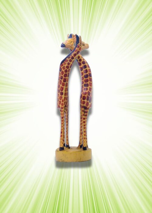 Wooden Giraffe Carving - Double