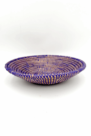 Handwoven African Tabletop Bowl - 4x12 Solid Purple