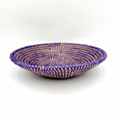 Handwoven African Tabletop Bowl - 4x12 Solid Purple