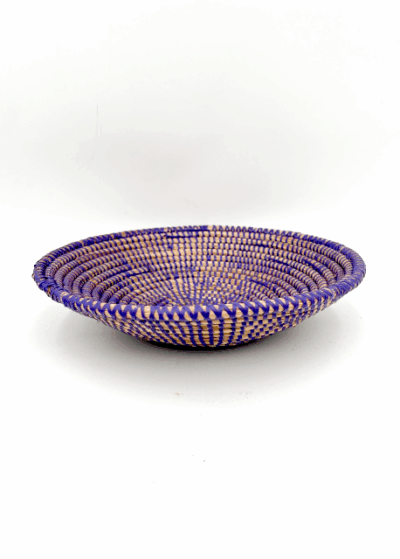 Handwoven African Tabletop Bowl - 4x12 Solid Purple