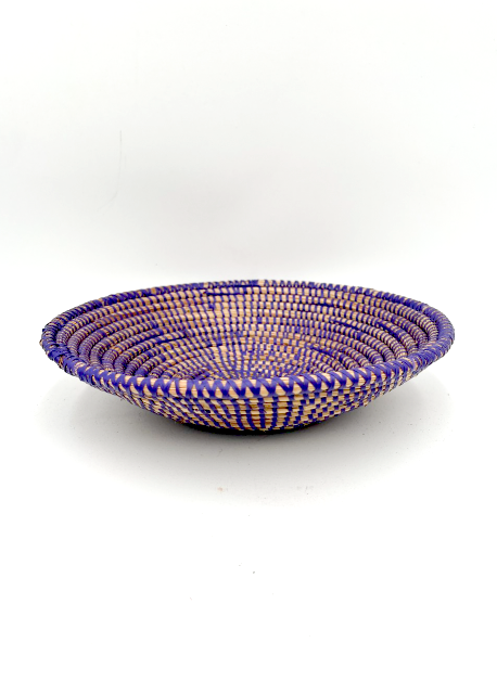 Handwoven African Tabletop Bowl - 4x12 Solid Purple
