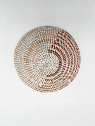 Handwoven African Tabletop Bowl 4x12  - Brown White Stripe - Image 3