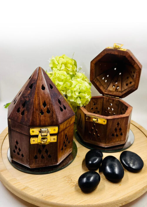 Wooden Octagon Pyramid Cone Burner for Insense - Image 2