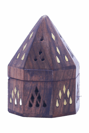 Wooden Octagon Pyramid Cone Burner for Insense