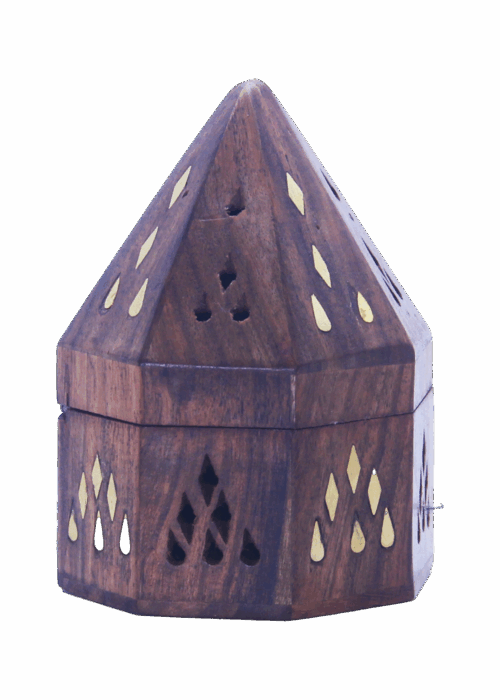 Wooden Octagon Pyramid Cone Burner for Insense