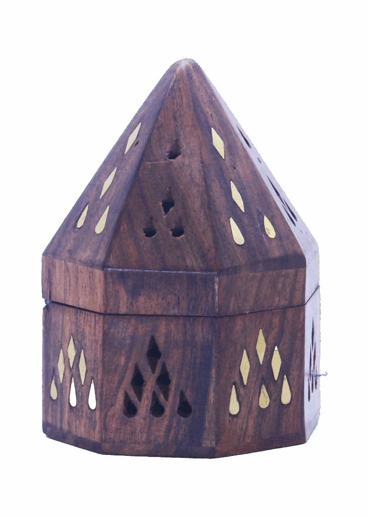Wooden Octagon Pyramid Cone Burner for Insense