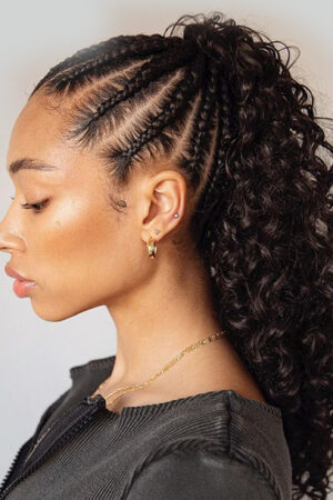 Cornrows in front & Weave in the back $160+ (4hrs & 45min)