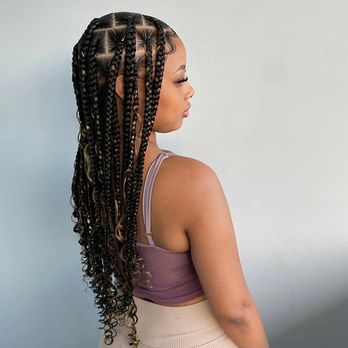 Medium Goddess Braids $250+ (7hrs & 45min)