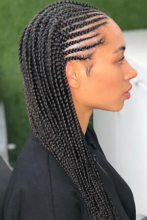 Cornrows in front & Single in the back $175+ (6hrs & 45min)