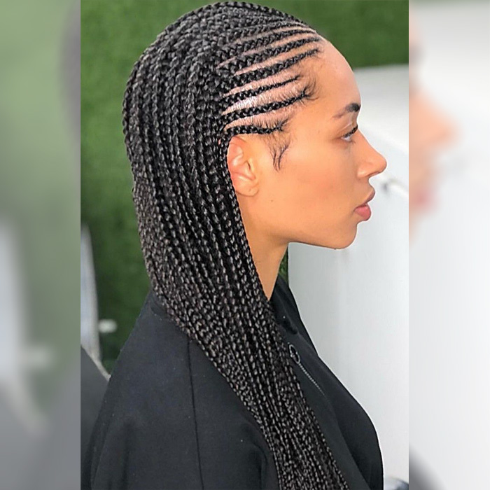 Cornrows in front & Single in the back $175+ (6hrs & 45min)